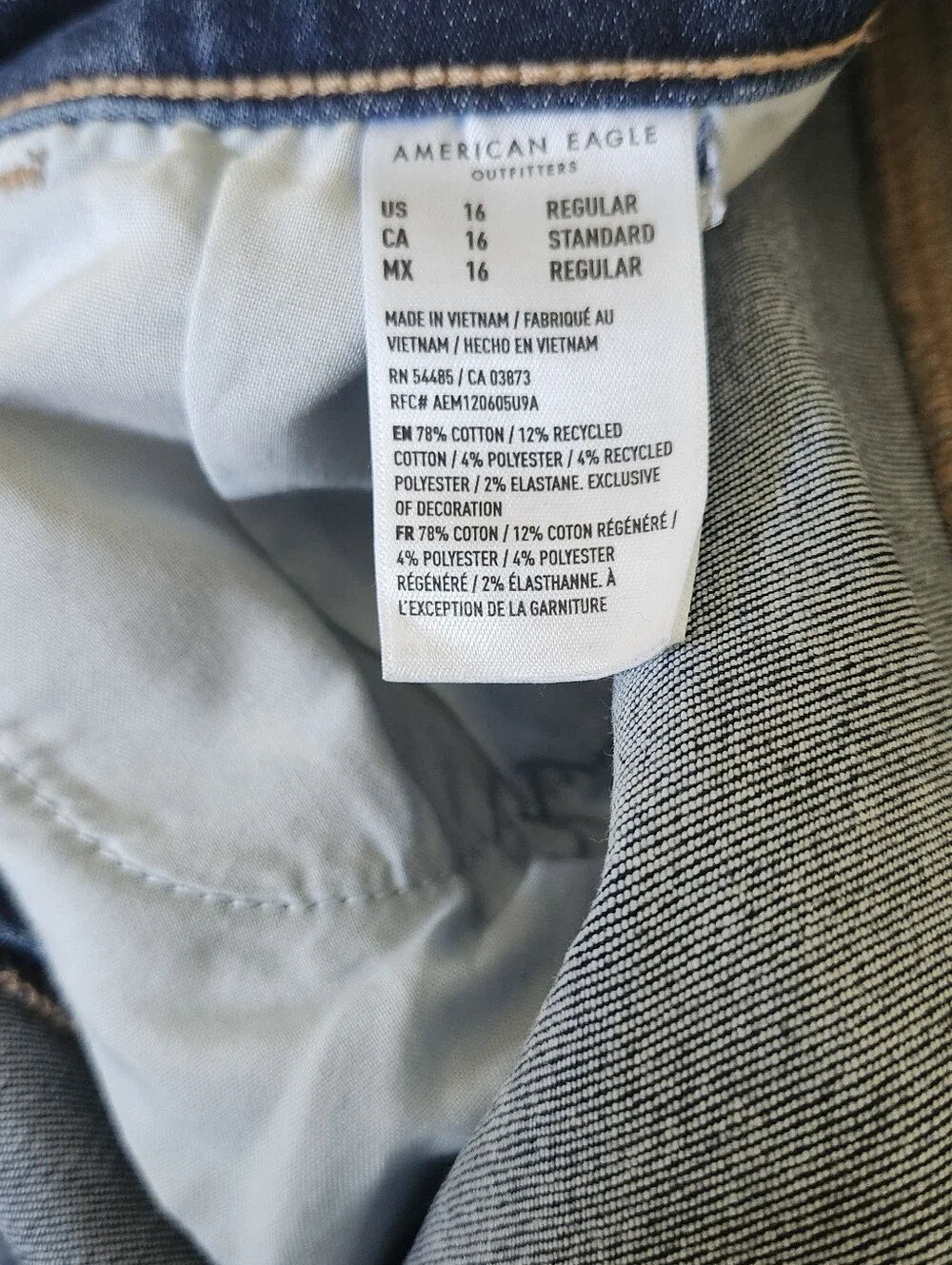 American Eagle Hi-Rise Next Level Stretch Denim Jean Jegging Dark Wash Size 16